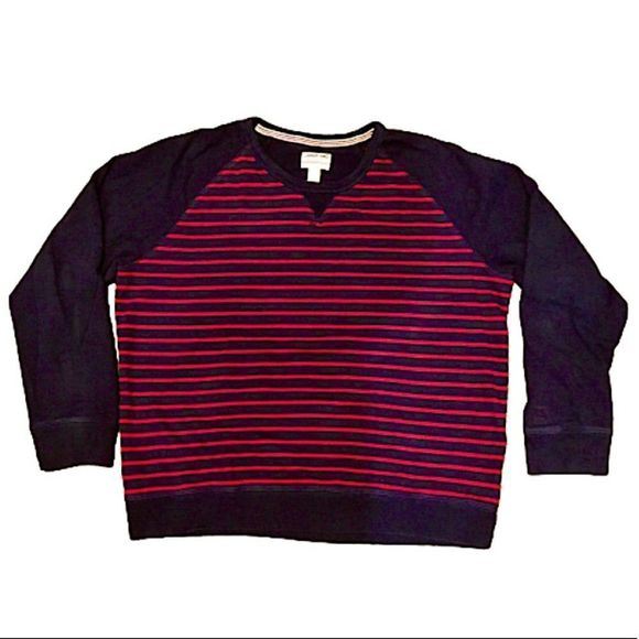 Mens Navy and Red Striped Raglan Long Sleeve Pullover - Picture 12 of 12